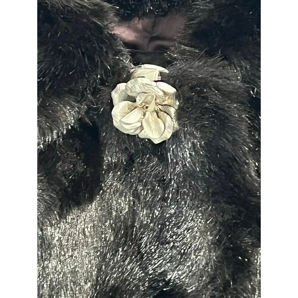 VTG Silver Tone Sculptural Flower Fur Clip Mid Century Coat Collar Clasp Austria
